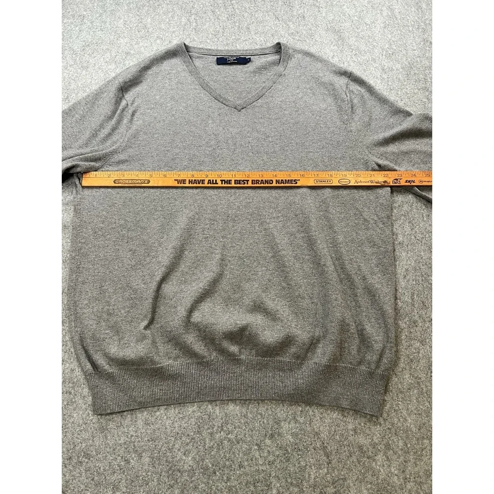 J.Crew Mens L Gray Cotton Cashmere V-Neck Pullover Sweater 17736